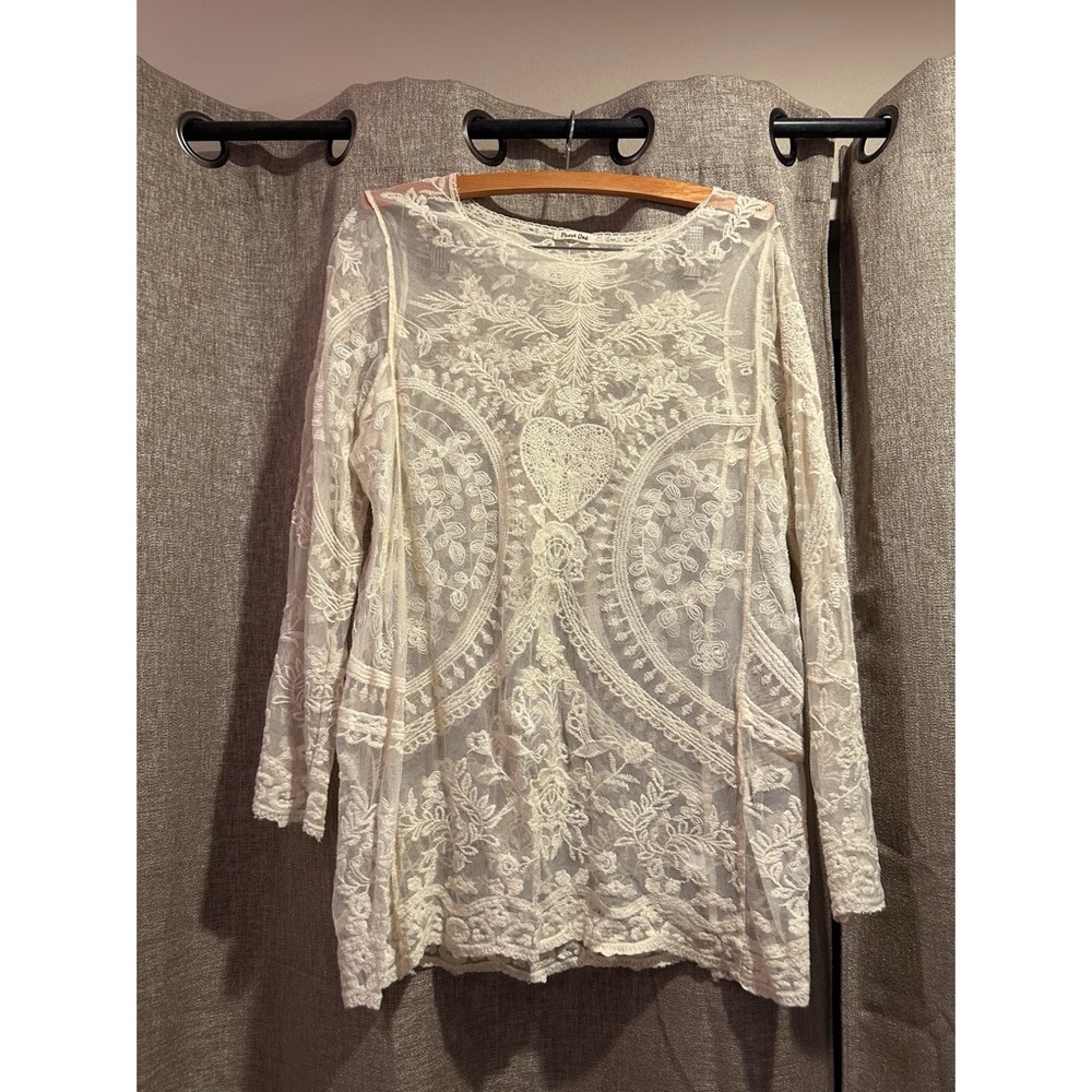 Like New Phase One Women's Cream Lace and Mesh Dress